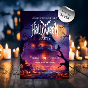 Gothic Spookhuis Halloween Folie Uitnodiging