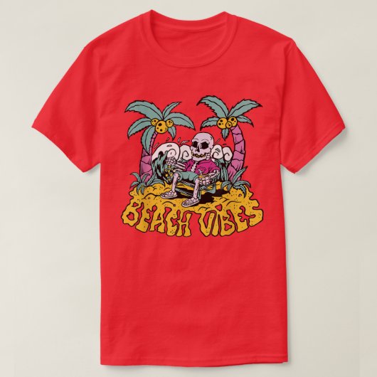 Gothic Spooky Beach Vibes Skeleton T-shirt (Design voorkant)