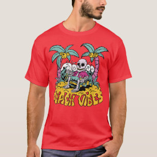 Gothic Spooky Beach Vibes Skeleton T-shirt
