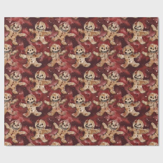 Gothic Spooky Christmas Gingerbread Cadeaupapier (Vlak)