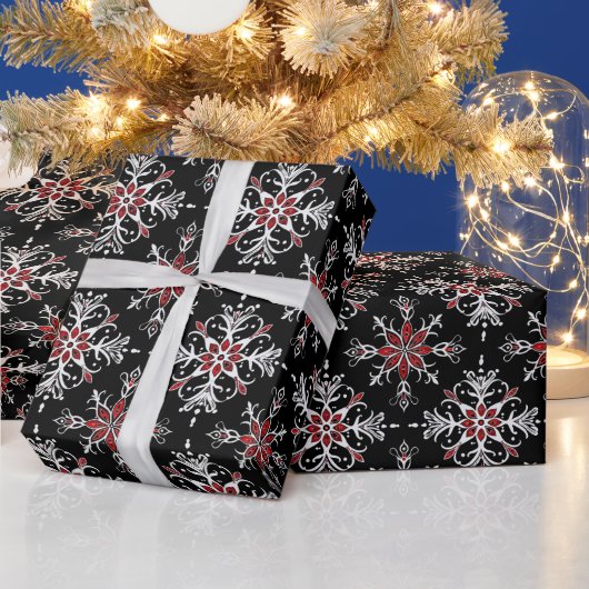 Gothic Spooky Christmas sneeuwvlokken Cadeaupapier (Feestdagen)