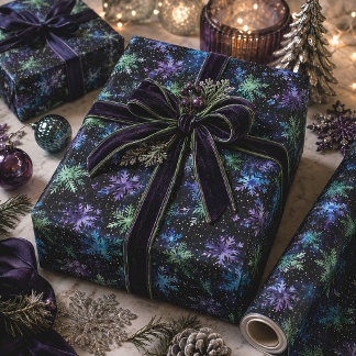 Gothic Spooky Christmas sneeuwvlokken Cadeaupapier
