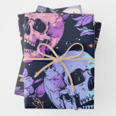 Gothic Spooky Flowers Skull Inpakpapier Vel (In situ)