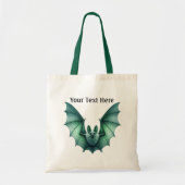 Gothic Spooky Green Bat Wings Spread Tote Bag (Voorkant)
