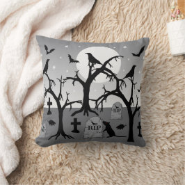 Gothic Spooky Halloween Begraafplaats Scène Kussen