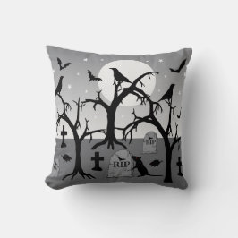 Gothic Spooky Halloween Begraafplaats Scène Kussen