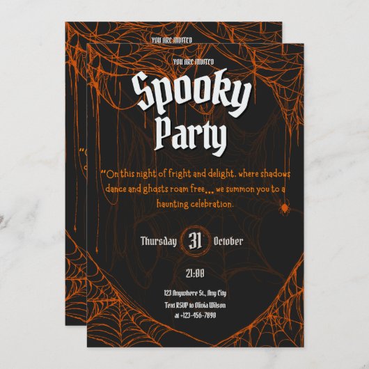 Gothic Spooky Halloween Party Uitnodigen Kaart (Voorkant / Achterkant)