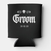 Gothic spooky Halloween schedel bruidegom T-shirt Blikjeskoeler (Voorkant)