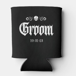 Gothic spooky Halloween schedel bruidegom T-shirt Blikjeskoeler