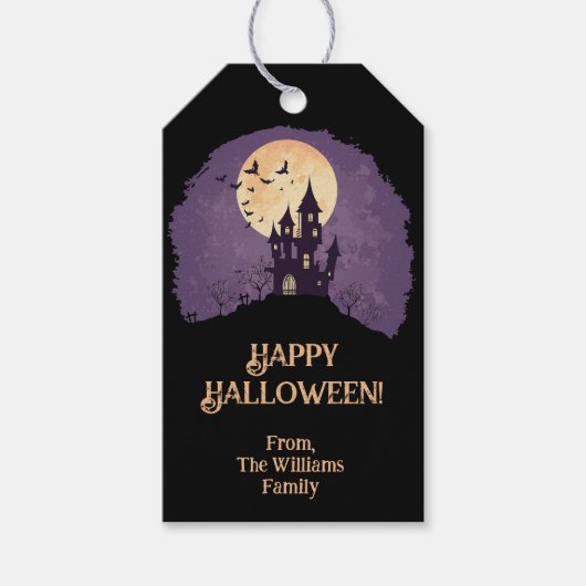Gothic Spooky Haunted House Halloween Cadeaulabel (Voorkant)