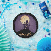 Gothic Spooky Haunted House Halloween Papieren Bordje (Feest)