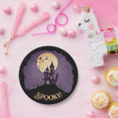 Gothic Spooky Haunted House Halloween Papieren Bordje (Feest)