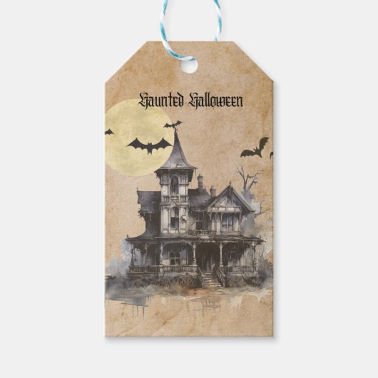 Gothic Spooky Haunted House Halloween Party Cadeaulabel (Voorkant)