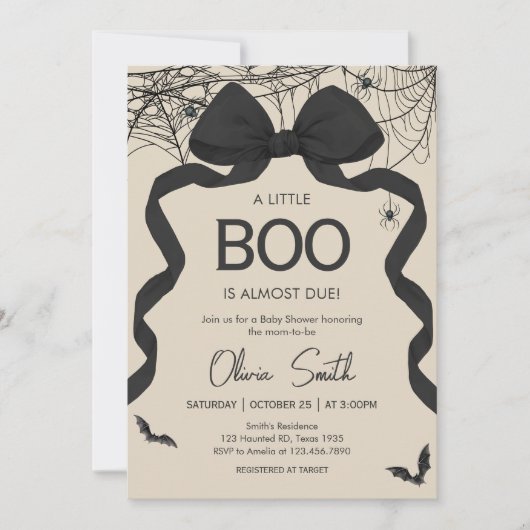 Gothic Spooky Little Boo Baby shower Kaart (Voorkant)