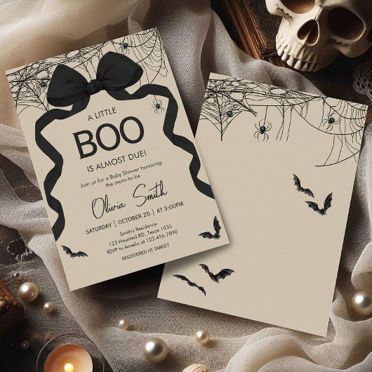 Gothic Spooky Little Boo Baby shower Kaart