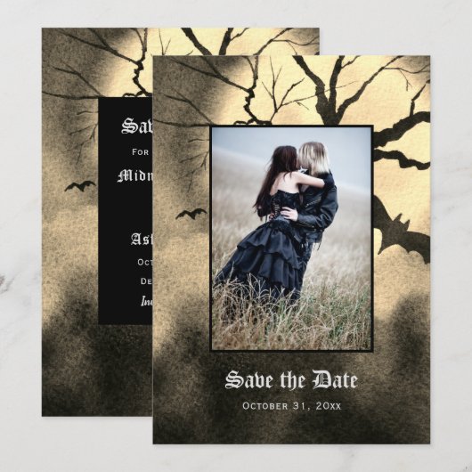 Gothic Spooky Photo Save the Date (Voorkant / Achterkant)