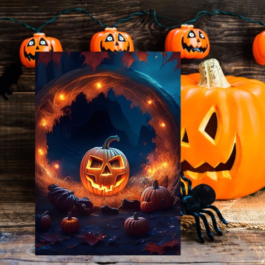 Gothic spooky pompoen halloween kaart