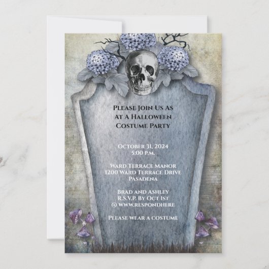 Gothic Spooky Skeleton Halloween Party Kaart (Voorkant)