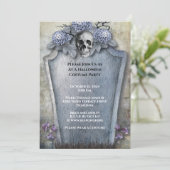 Gothic Spooky Skeleton Halloween Party Kaart (Staand voorkant)