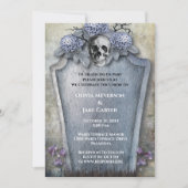 Gothic Spooky Skeleton Halloween Wedding Kaart (Voorkant)