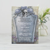 Gothic Spooky Skeleton Halloween Wedding Kaart (Staand voorkant)