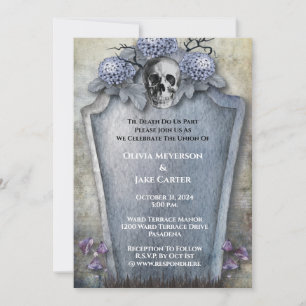 Gothic Spooky Skeleton Halloween Wedding Kaart