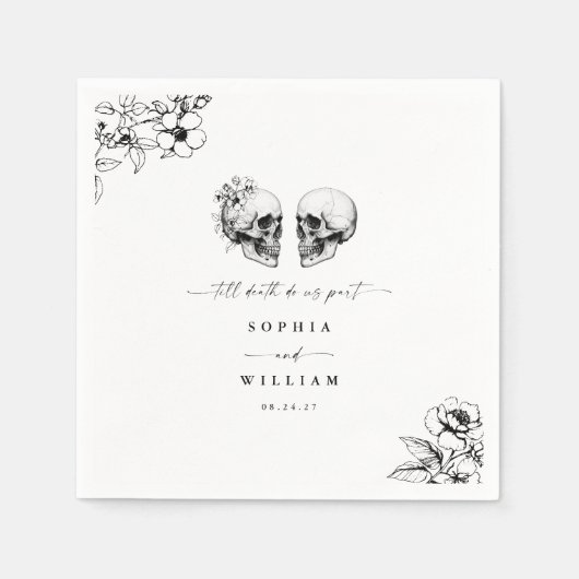 Gothic Spooky Skull Til Death Do Us Part Wedding Servet (Voorkant)