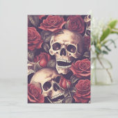 Gothic  Spooky Skulls en rozen Halloween Kaart (Staand voorkant)