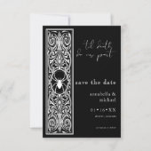Gothic Spooky Spider Zwart Wit Fotobruiloft Save The Date (Voorkant)