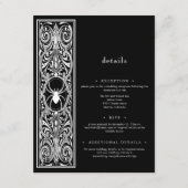 Gothic Spooky Spider Zwart Wit Huwelijk Informatiekaartje (Voorkant)