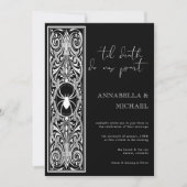 Gothic Spooky Spider Zwart Wit Huwelijk Kaart (Voorkant)