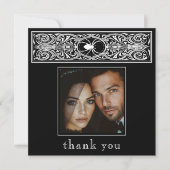 Gothic Spooky Spider Zwart Wit Trouwfoto Bedankkaart (Voorkant)