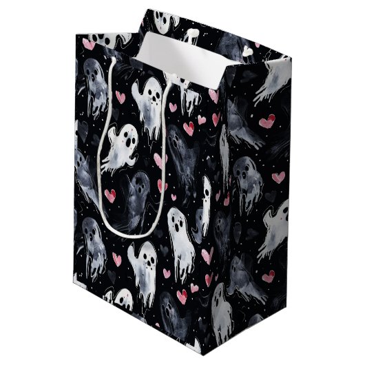 Gothic Spooky Valentijn Geesten met harten Medium Cadeauzakje (Achterkant Gekanteld)