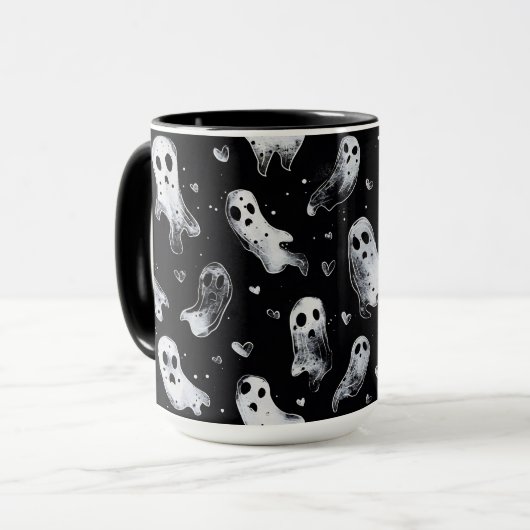 Gothic Spooky Valentijn Geesten met harten Mok (Voorkant links)