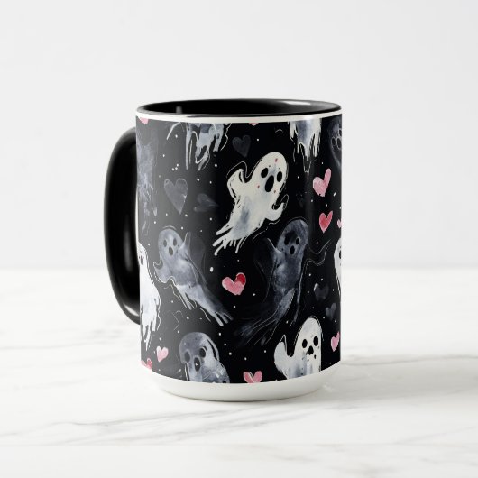 Gothic Spooky Valentijn Geesten met harten Mok (Voorkant links)