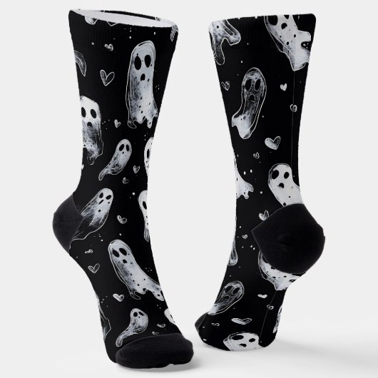 Gothic Spooky Valentijn Geesten met harten Sokken (Gebogen)