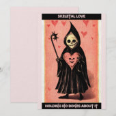 Gothic Spooky Valentijn Grim Reaper met Hart Feestdagenkaart (Voorkant / Achterkant)