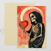 Gothic Spooky Valentijn Grim Reaper met Hart Feestdagenkaart (Voorkant / Achterkant)