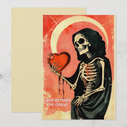 Gothic Spooky Valentijn Grim Reaper met Hart Feestdagenkaart (Voorkant / Achterkant)