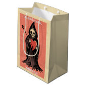 Gothic Spooky Valentijn Grim Reaper met Hart Medium Cadeauzakje (Achterkant Gekanteld)