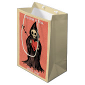 Gothic Spooky Valentijn Grim Reaper met Hart Medium Cadeauzakje (Voorkant Gekanteld)
