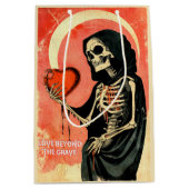 Gothic Spooky Valentijn Grim Reaper met Hart Medium Cadeauzakje (Voorkant)