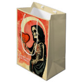 Gothic Spooky Valentijn Grim Reaper met Hart Medium Cadeauzakje (Voorkant Gekanteld)