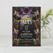 Gothic Sprookjesvlinder & Vleermuis Halloweenfeest Kaart (Staand voorkant)