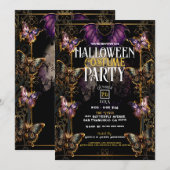 Gothic Sprookjesvlinder & Vleermuis Halloweenfeest Kaart (Voorkant / Achterkant)