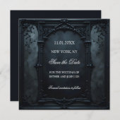 Gothic Square Frame Save The Date (Voorkant / Achterkant)