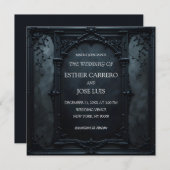 Gothic Square Frame Wedding Invitation Kaart (Voorkant / Achterkant)