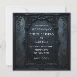 Gothic Square Frame Wedding Invitation Kaart