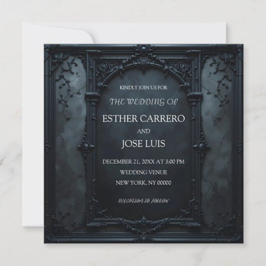 Gothic Square Frame Wedding Invitation Kaart (Voorkant)
