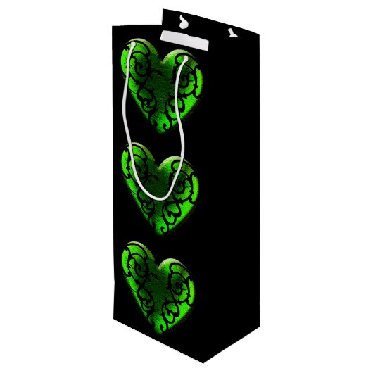 Gothic St. Patrick's Day Green Heart Box Wijn Cadeautas (Achterkant Gekanteld)